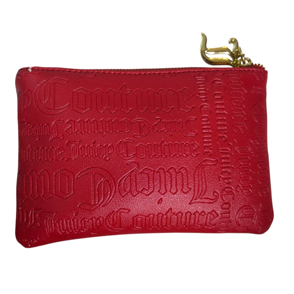 JUICY COUTURE Red Signature Cosmetic Bag/ Small Zip Bag - Picture 3 of 5